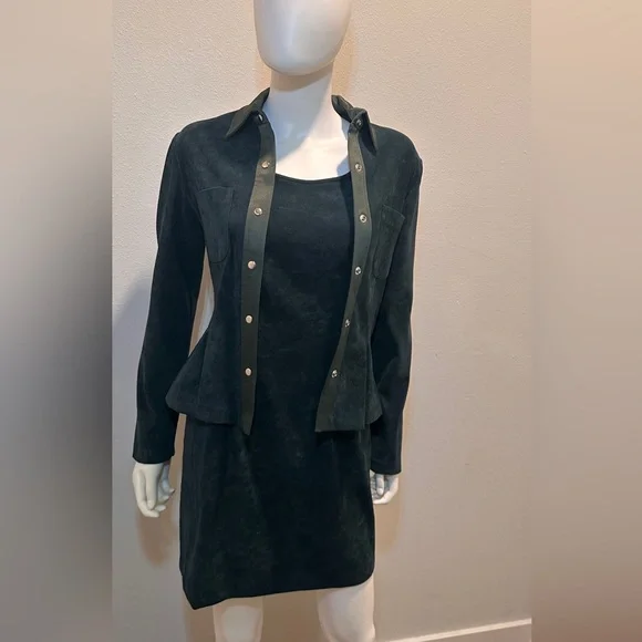 Vintage SCARLETT two-piece forest green dress and blazer. - Picture 4 of 8